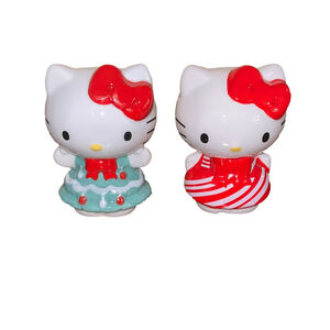 Hello Kitty Christmas Salt and Pepper Shaker Set, Red and Mint Green